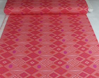 Free Spirit Fabrics Daydreamer Lucy Cotton Fabric by Tula Pink, #PWTP096.Dragonfruit, Pattern Lucy, Geometric Diamonds in Pink Purple Orange