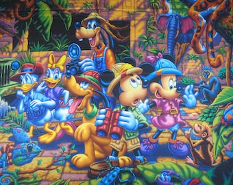 Disney Jungle Adventure Fabric Panel, Minnie, Mickey, and Friends (34x43)