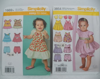 UNCUT Simplicity 1669 OR Simplicity 3854 Patterns for Tiered or Flared Dresses, Bolero Jackets, Short Sleeve Tops and Pantaloon Bloomers...