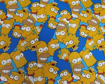 Tela de algodón creativa Springs n.° CP74550 Simpsons Head Toss de Matt Groening con Homer, Bart, Marge, Lisa, Maggie...