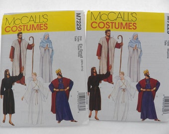 UNCUT McCall's M7229 Pattern, Passion Play Outfits, Shepherd, Angel, King, Mary, Joseph, Size Extra Small (30.5-31.5) or Size Medium (36-38)