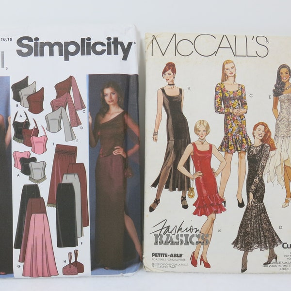 UNCUT McCalls 6866 Pattern or UNCUT Simplicity 5301 Pattern, Two-piece Evening Gown with Shoulder and Strap Variation or Tiered Flapper Gown