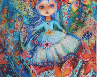 Panel de tela de algodón con diseño de princesas de hadas, para colgar en la colcha con motivos florales (58 x 112 cm)