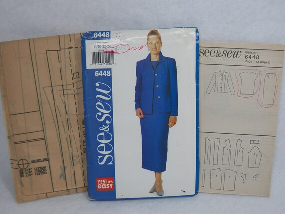UNCUT Butterick See & Sew 6448 Pattern for a Three Piece Suit of Jacket Sizes 20 22 24 Pullover Top and Straight Skirt Bust 42 to 46 UNCUT Butterick See & Sew 6448 Pattern for a Three Piece Suit of Jacket Sizes 20 22 24 Pullover Top and Straight Skirt Bust 42 to 46