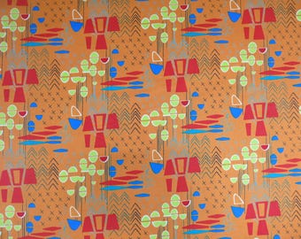 Benartex Contempo Studio - Tela de algodón geométrica Modern Marks "Arte Abstracto - Naranja", diseñada por Christa Watson