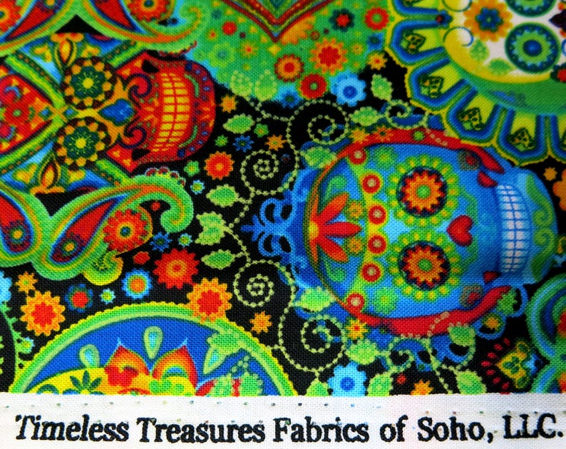 Floral Sugar Skulls Cotton Fabric From Timeless Treasures, Item #FUN ...
