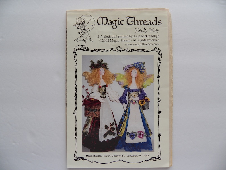 Folk Art Winged Angels Holly May a 21 Cloth Doll Pattern by Julie McCullough for Magic Threads Christmas Decor