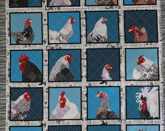 Zooming Chickens Fabric Panel, Timna Tarr Design (35.5"x43")
