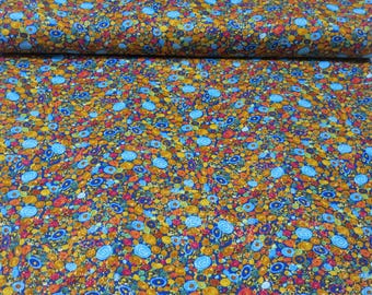 Timeless Treasures "Gilded Plume" Pattern #Flora-CM2607 from Chong-A Hwang, Geometric Floral with Gold Metallic Accents