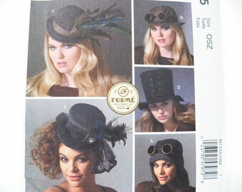 UNCUT McCall's M7335 Pattern for Fashion Accessories - Women's Hats in 5 Variations, Stovetop Hat, Aviator Hat, Opera Hat, 6 Panel Hat...