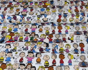 Springs Creative "Peanuts Gang" Cotton Fabric #CP73288, Charlie & Sally Brown, Lucy, Linus, Woodstock, Snoopy, Schroeder, Franklin...