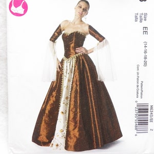 UNCUT McCall&#39;s Costumes M6343 Pattern, Misses&#39; Historical Dress, Women&#39;s Renaissance Elizabethan Dress-Corset-Full Skirt, Tallas 14 16 18 20