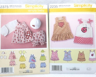 Patrón Simplicity 2235 SIN CORTAR (Vestido con volantes) o Patrón Simplicity 2375 (Vestido tipo jersey/top, bragas, bolero, sombrero) XXXS - XS - S - Med - Lg