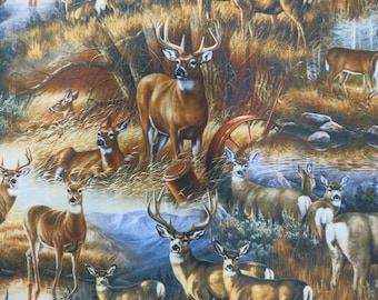Tissu en coton Wild Wings « Regard de cerf » de David Textiles, style n° WW-3146-8C-1, Cerf d'hiver -