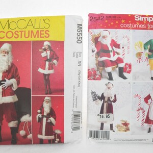 UNCUT McCall&#39;s M5550 (Size X-Lg to XXX-Lg) Santa, Mrs. Claus, Boots/Belt/Bag OR Simplicity 2542 (Size Large to X-Lg) Santa, Mrs. Claus, Elf