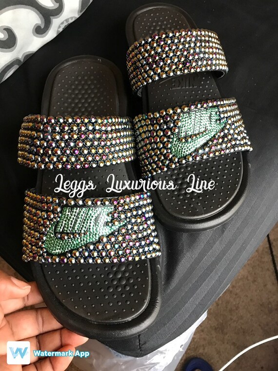 black double strap nike slides