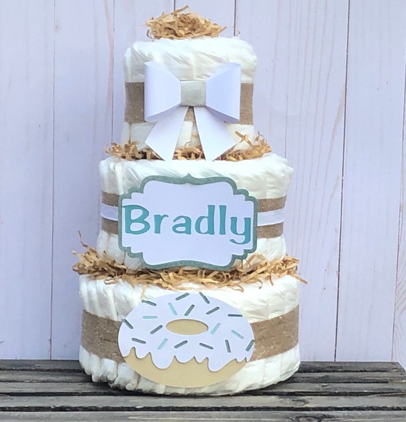 Donut Theme Diaper Cake For Baby Boy Donut Theme Baby Etsy