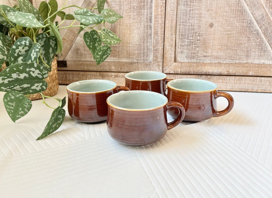 Red Wing Tea Core Red Wing Pottery Village Green Vintage Tea Cups. Set of 4 Collectable ...