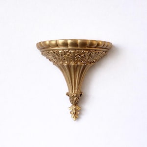 Vintage Burwood Products Gold Plastic Wall Pocket – Ornate Scroll Acanthus Wall Decor – Hollywood Regency Style 1975