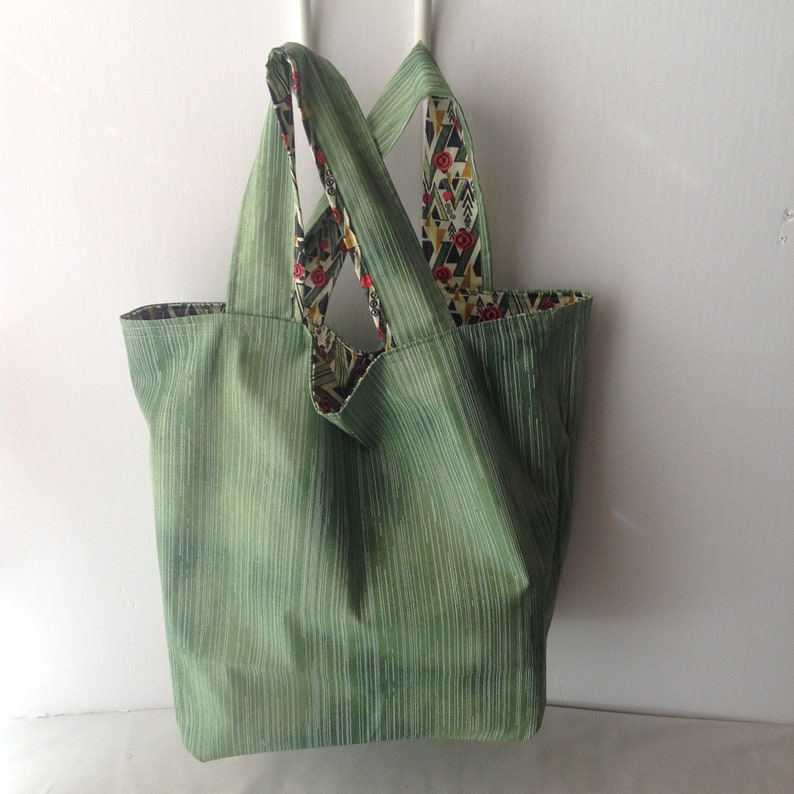 Art Deco Roses Reusable Reversible Washable Multi-use Fabric Tote Shopping Bag