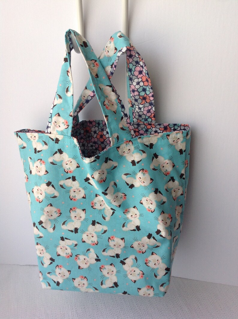 Reuseable Reversible Washable Multi-use Cotton Tote Shopping Bag