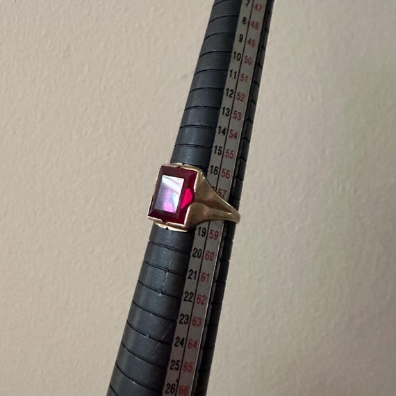 10k Antique Solid Gold Ring Ruby Stone vintage es… - image 8
