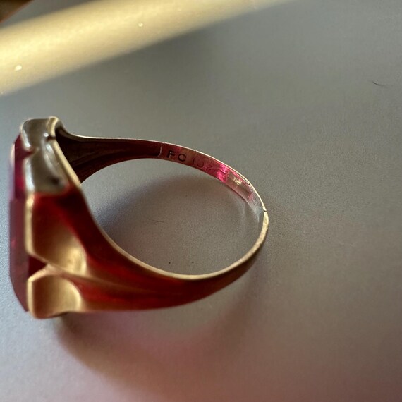 10k Antique Solid Gold Ring Ruby Stone vintage es… - image 5