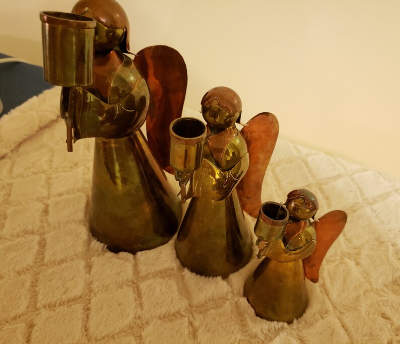 Set of 3 Brass and copper Angels