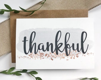 Thankful Cards - 10 Pack Thank You Cards - Simple Thank You's - Grateful - Thanksgiving Cards - Printed Blank Cards- 4x6 w/envelope