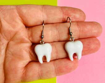 Teeth Earrings Funny Earrings Gag Gift Halloween Earrings Kitsch Earrings Funky Earrings Weird Earrings Weird Jewelry Goth Earrings