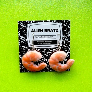 Shrimp Earrings Kitschy Earrings Kawaii Earrings Food Earrings Funny Earrings Weird Earrings Funky Earrings Fun Earrings Alien Bratz