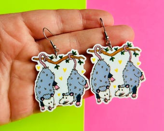 Possum Earrings Kitsch Earrings Jewelry Handmade Earrings Funny Earrings Weird Earrings Gag Gift Animal Earrings Valentine’s Day Earrings