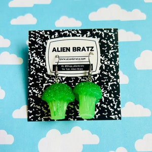 Broccoli Earrings Kitschy Earrings Kawaii Earrings Food Earrings Funny Earrings Weird Earrings Funky Earrings Fun Earrings Alien Bratz