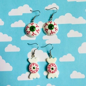 Eyeball Earrings Halloween Earrings Spooky Earrings Halloween Jewelry Handmade Jewelry Fun Earrings Funky Earrings Weird Earrings