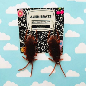 Cockroach Earrings Funky Earrings Fun Earrings Weird Earrings Handmade Earrings Kitschy Earrings Kitsch Earrings Bug Earrings Grunge