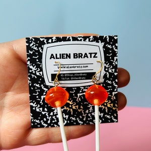 Orange Lollipop Earrings Kitschy Earrings Kawaii Earrings Candy Earrings Funny Earrings Weird Earrings Funky Earrings Fun Earrings