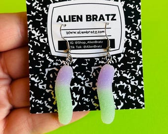 Sour Candy Worm Earrings Kitschy Earrings Food Earrings Funny Earrings Weird Earrings Funky Earrings Fun Earrings Handmade