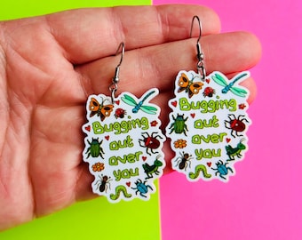 Valentine’s Day Bug Earrings Valentine’s Day Earrings Vday Earrings Cute Bug Jewelry Funny Earrings Insect Earrings Gag Gift Idea