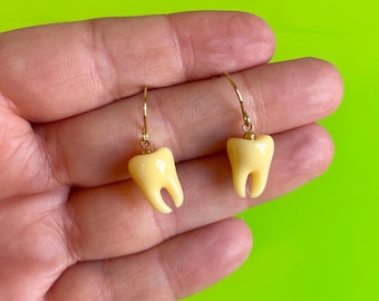 Teeth Earrings Funny Earrings Gag Gift Halloween Earrings Kitsch Earrings Funky Earrings Weird Earrings Weird Jewelry Goth Earrings