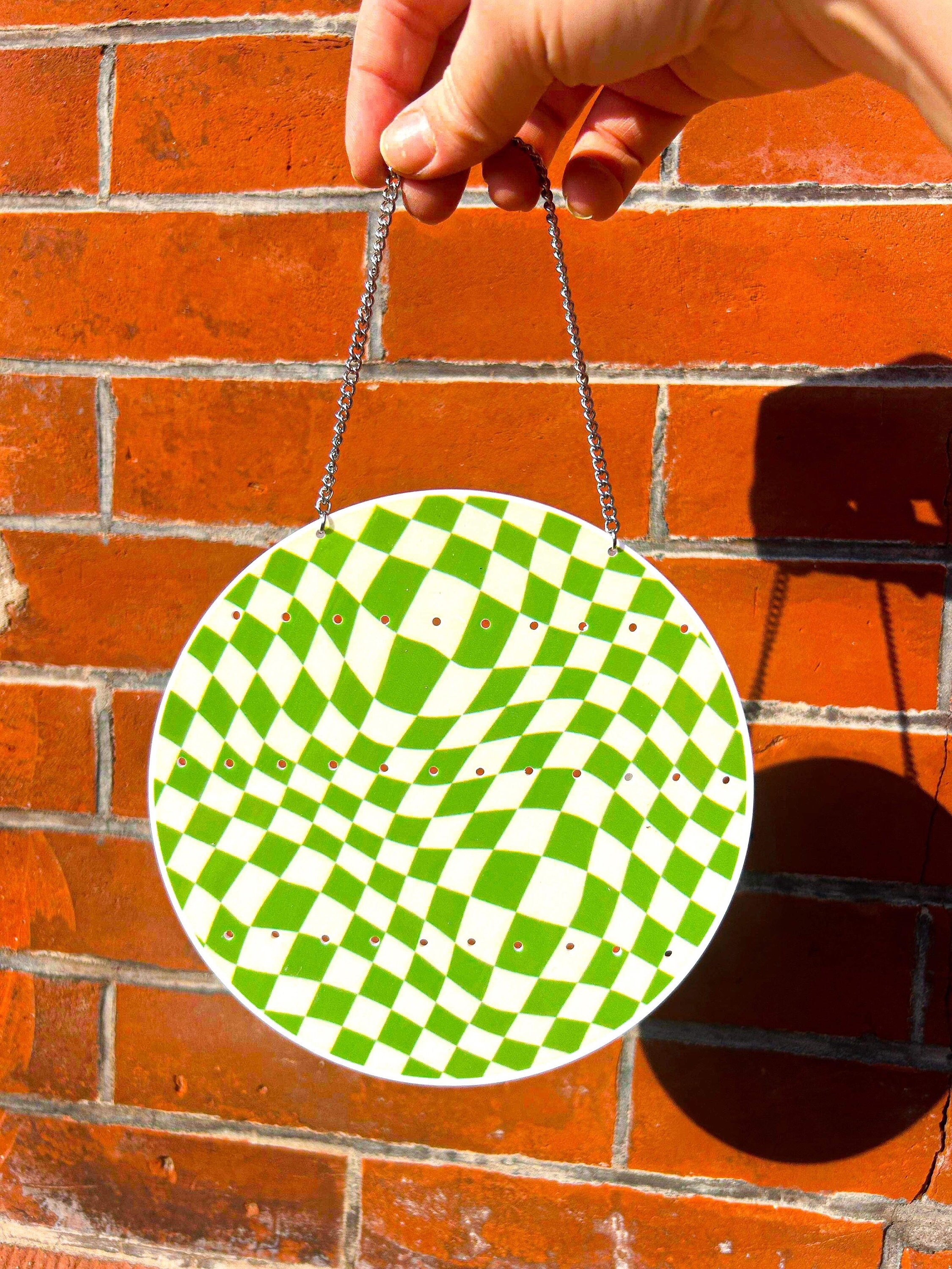 Green Checker Print Earring Holder Earring Storage Hanging Earring Holder Home Decor Dorm Decor Funky Decor Gifts For Her Alien Bratz