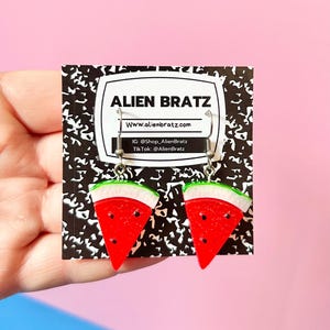 Watermelon Earrings Kitschy Earrings Kawaii Earrings Food Earrings Funny Earrings Weird Earrings Funky Earrings Fun Earrings Alien Bratz