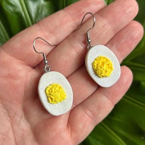 Glittery Deviled Egg Earrings Kitschy Earrings Kawaii Earrings Food Earrings Funny Earrings Weird Earrings Funky Earrings Fun Earrings