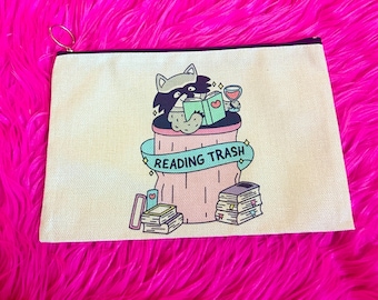 Large Racoon Zipper Pouch Raccoon Bag Possum Bag Funny Bag Makeup Bag Pencil Pouch Animal Lover Bag Trash Panda Book Bag Book Lover Bookish