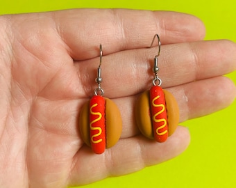Hotdog-oorbellen Kitscherige oorbellen kawaii oorbellen voedsel oorbellen rare oorbellen zomer oorbellen funky oorbellen leuke oorbellen