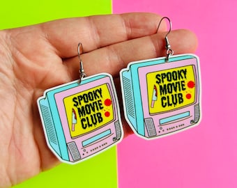 Spooky Movie Club Earrings Movie Earrings Horror Earrings Horror Jewelry Handmade Earrings Halloween Earrings Halloween Jewelry