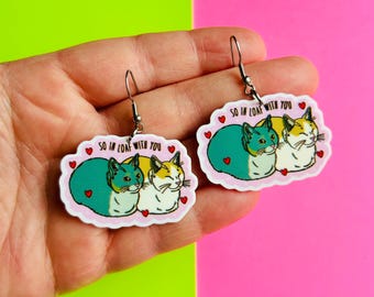 Valentine’s Day Cat Earrings Valentine’s Day Earrings Vday Earrings Cute Cat Jewelry Funny Earrings Animal Earrings Gag Gift Idea