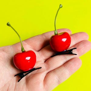 Cherry Hair Clips Cottage Core Accessories Harajuku Hair Clip Kitschy Hair Kitsch Accessories Clip Hair Accessories Weird Hair Clip Fun Hair