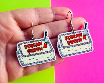 Horror Cake Earrings Movie Earrings Horror Jewelry Handmade Earrings Handmade Jewelry Horror Lover Halloween Earrings Halloween Jewelry