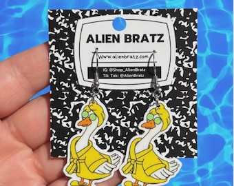 Funny Cowgirl Goose Earrings Funny Gift Idea Gag Gift Funky Earrings Weird Earrings Fun Jewelry Fun Earrings Handmade Earrings