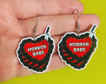 Horrortaartoorbellen Filmoorbellen Horrorsieraden Handgemaakte oorbellen Handgemaakte sieraden Horrorliefhebber Halloween-oorbellen Halloween-sieraden